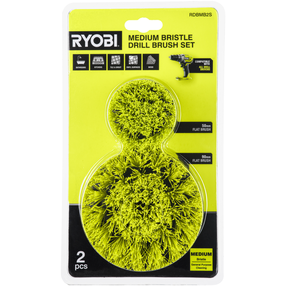 2 PC. MEDIUM BRISTLE BRUSH CLEANING ACCESSORY KIT - RYOBI Tools