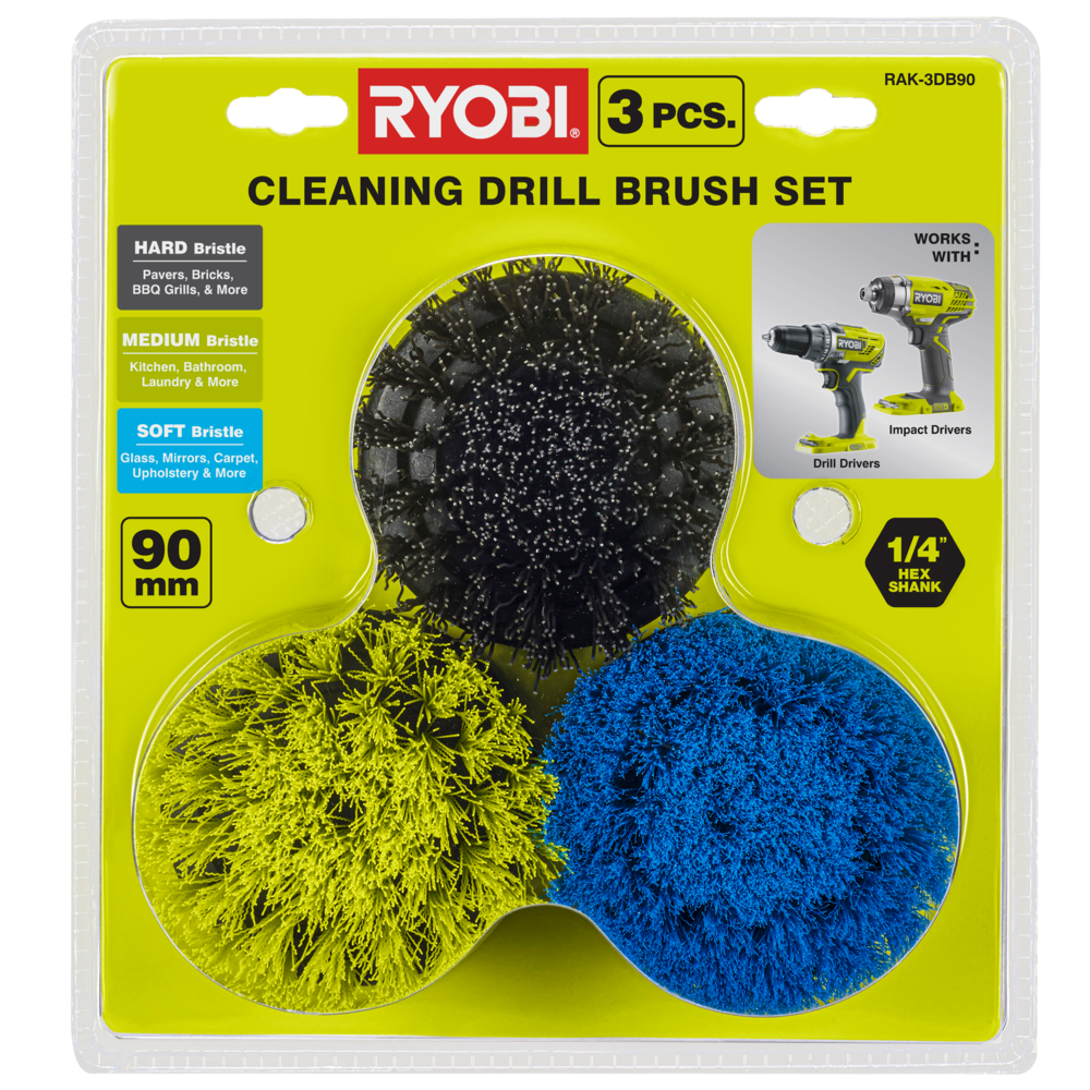 3 Piece Hex Shank Drill Brush Cleaning Set