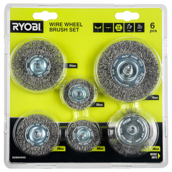 6 Piece Wire Wheel Brush Set Ryobi