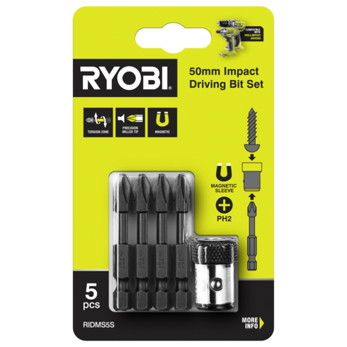 Ryobi impact rated driving 2024 with magnetic bit sleeve set